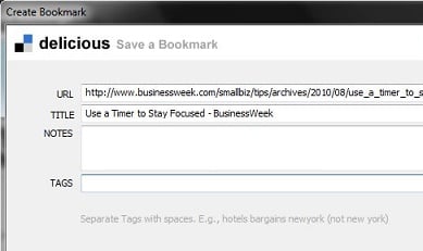 Delicious bookmarking