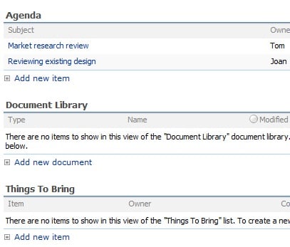 SharePoint Meeting Workspace